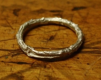 Rustic Evergreen Twig Ring Sterling Silver