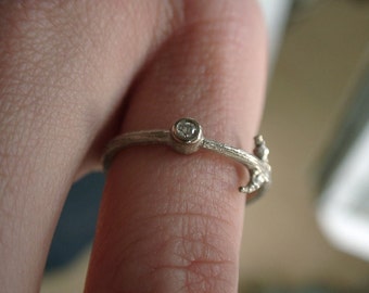 14K Diamond Twig Ring