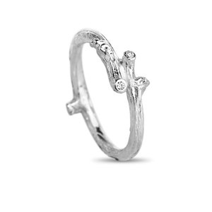 Twig Ring with Two Diamonds, Promise Ring