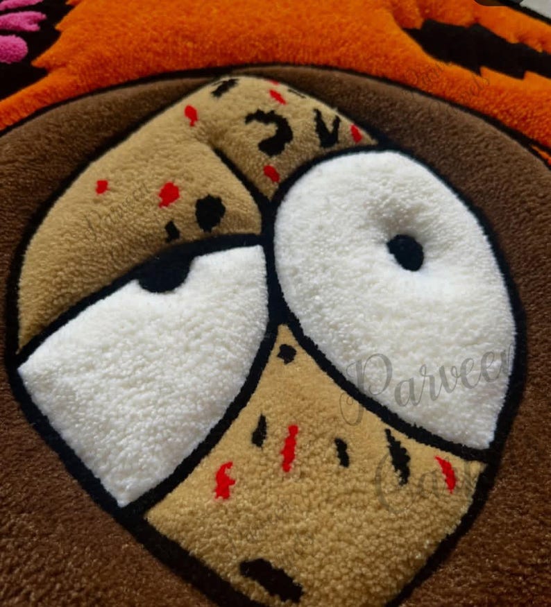 Orange Cartoon Character Rug – Cute Plush Handmade Tufted Floor Mat ...