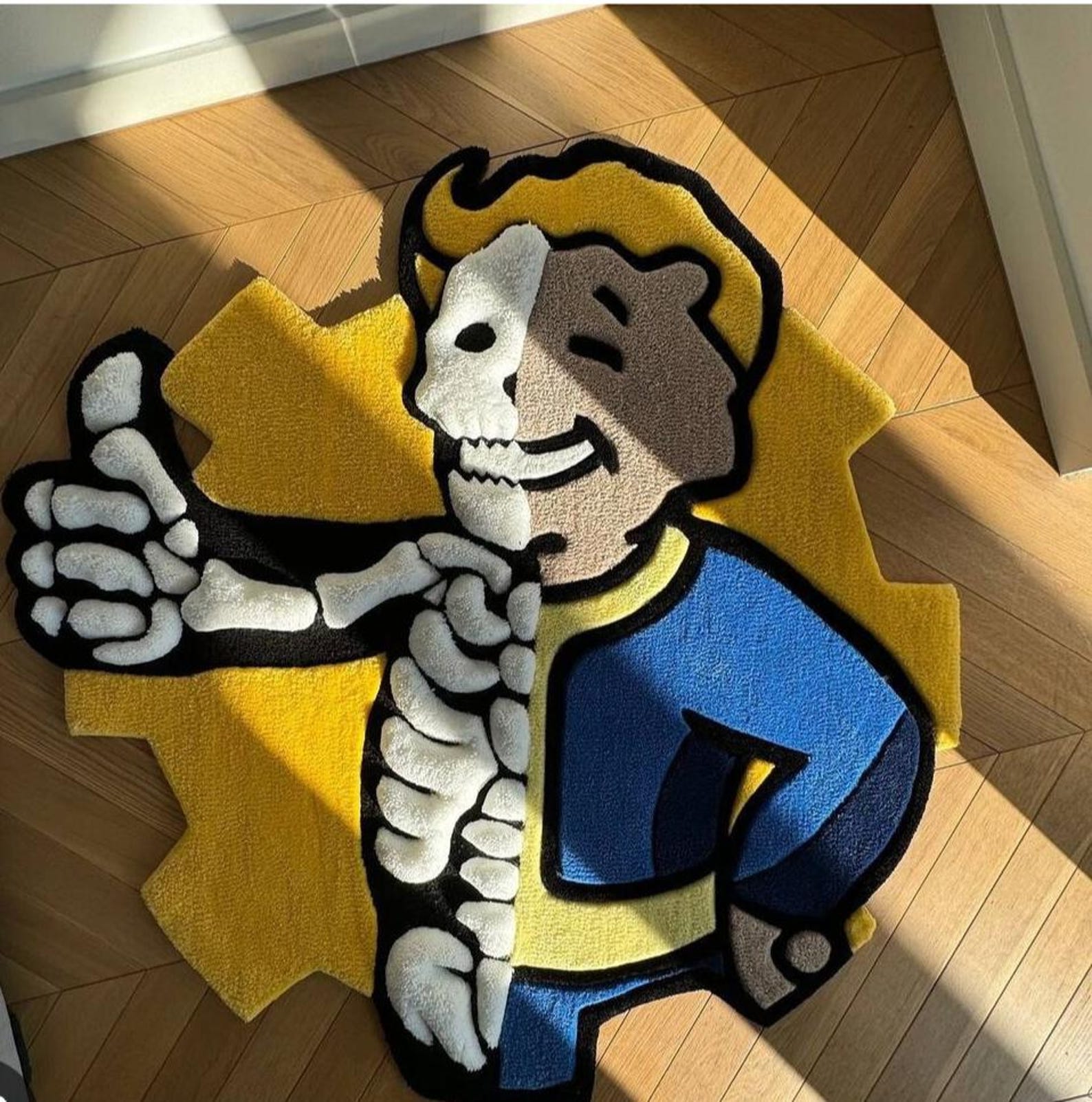 Fallout Area Rug Handmade Fallout Vault Boy Half Skeleton Split Rug.gaming Rug or Tufted ...