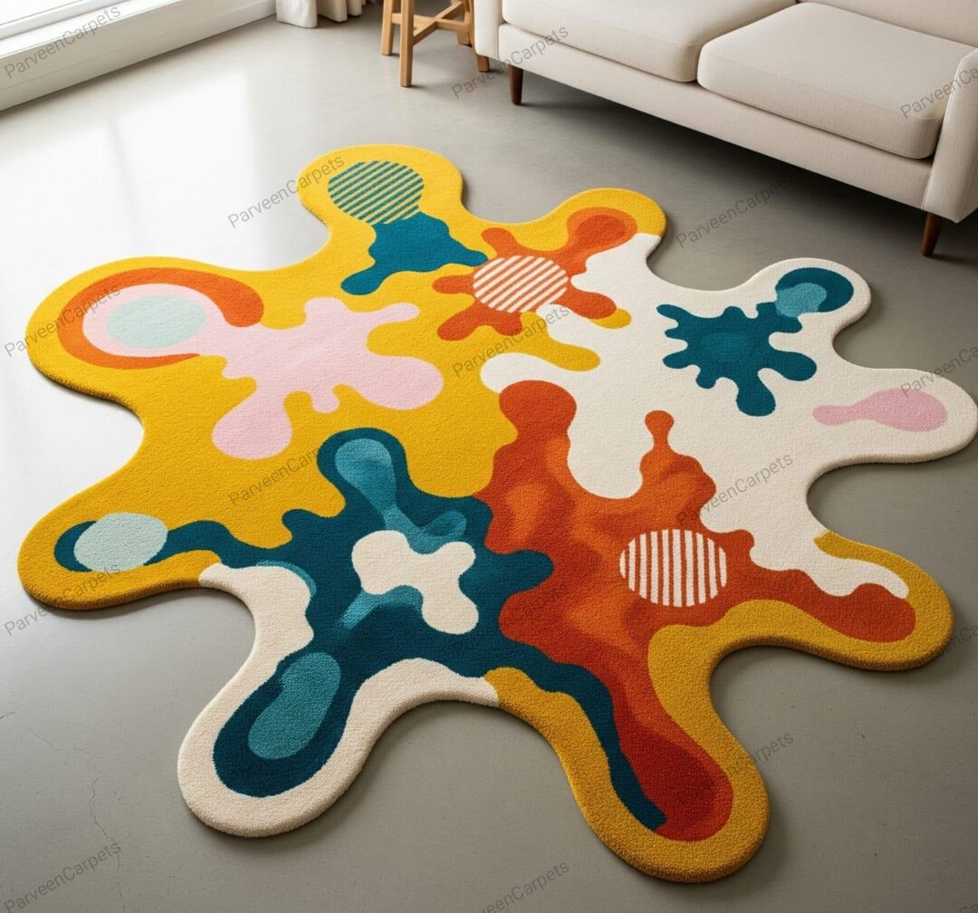 Splotchy Rug An Irregular-shaped Rug With a Colorful, Abstract, Splotchy Pattern ...
