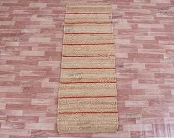 Handmade Jute Runner Rug | Natural Boho Hallway Rug | Rustic Farmhouse Carpet | Eco Friendly Floor Runner.