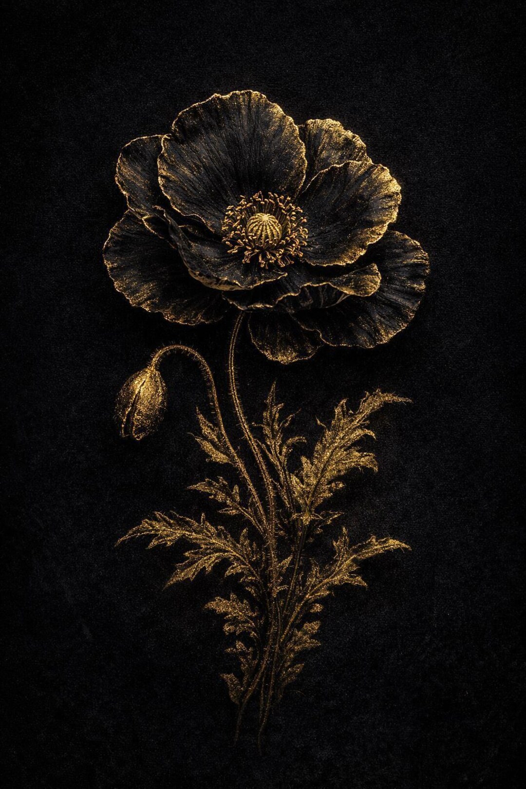 Golden Poppy Textured Moody Floral Art (digital Download) - Etsy
