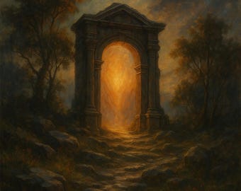 Stone Arch Portal – Mythology Enchanted Gate AI Artwork (Digital Download)