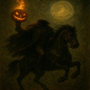 Headless Horseman Wall Art Print – Gothic Halloween Decor Printable Wall Art Digital Download