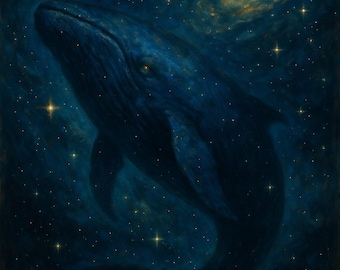 Cosmic Whale Wall Art – Mystical Galaxy Ocean Fantasy (Digital Download)