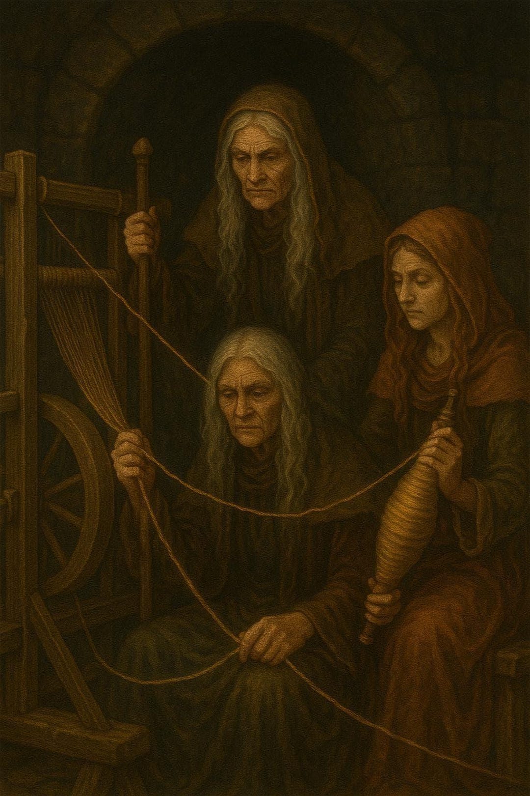 Norse Norns Wall Art, Fate Weavers Golden Thread, Witchy Mythology ...