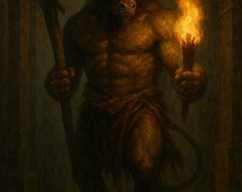 Minotauro Oscuro: Escena del Laberinto Sombrío - Mitología Griega (Descarga Digital)