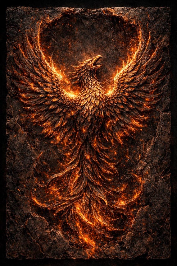 Phoenix Wall Art – Mythical Fire Bird, AI Enhanced Digital (Digital Download)