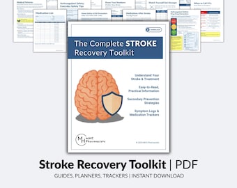 Kit di strumenti per il recupero dall'ictus in formato PDF / Liste di controllo stampabili, registro della pressione arteriosa, elenco dei farmaci, misure di sicurezza