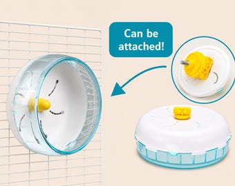 Silent Hamster Wheel Clear & Teal | Cage Attachment Running Wheel for Hamster Gerbil Mouse | Quiet Spin Small Animal Wheel