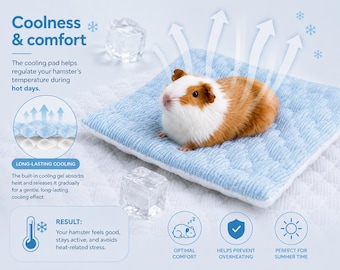 Almohadilla refrescante para cobayas, hámsteres y conejos | Alfombrilla transpirable de verano para animales pequeños | Accesorio para jaula, almohadilla de hielo para chinchillas y ratas | Cama refrescante para mascotas