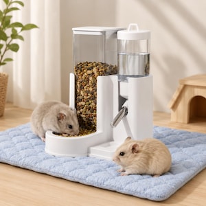 Automatic Hamster Food Dispenser | Self-Feeding Station Guinea Pig Rabbit Gerbil | Large Capacity Auto Feeder Small Animal | Cage Accessory