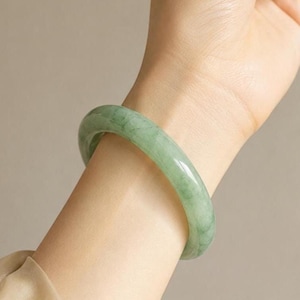 Natural Jadeite Bangle Bracelet | Genuine Green Jade Bracelet | 100% Real Jade | Gift for Her | Lucky Bracelet | Minimalist Jewelry