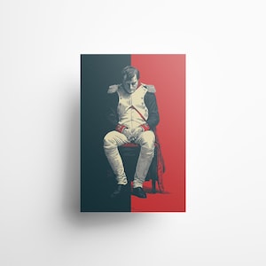 Napoleon Bonaparte Digital Poster – Modern Napoleon on Throne Print – Historical Printable Wall Art – Minimalist Vector Style Home Decor