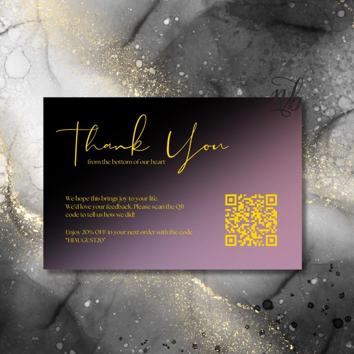 Luxury Thank You Card Template: Black, Pink & Gold Canva Design ...