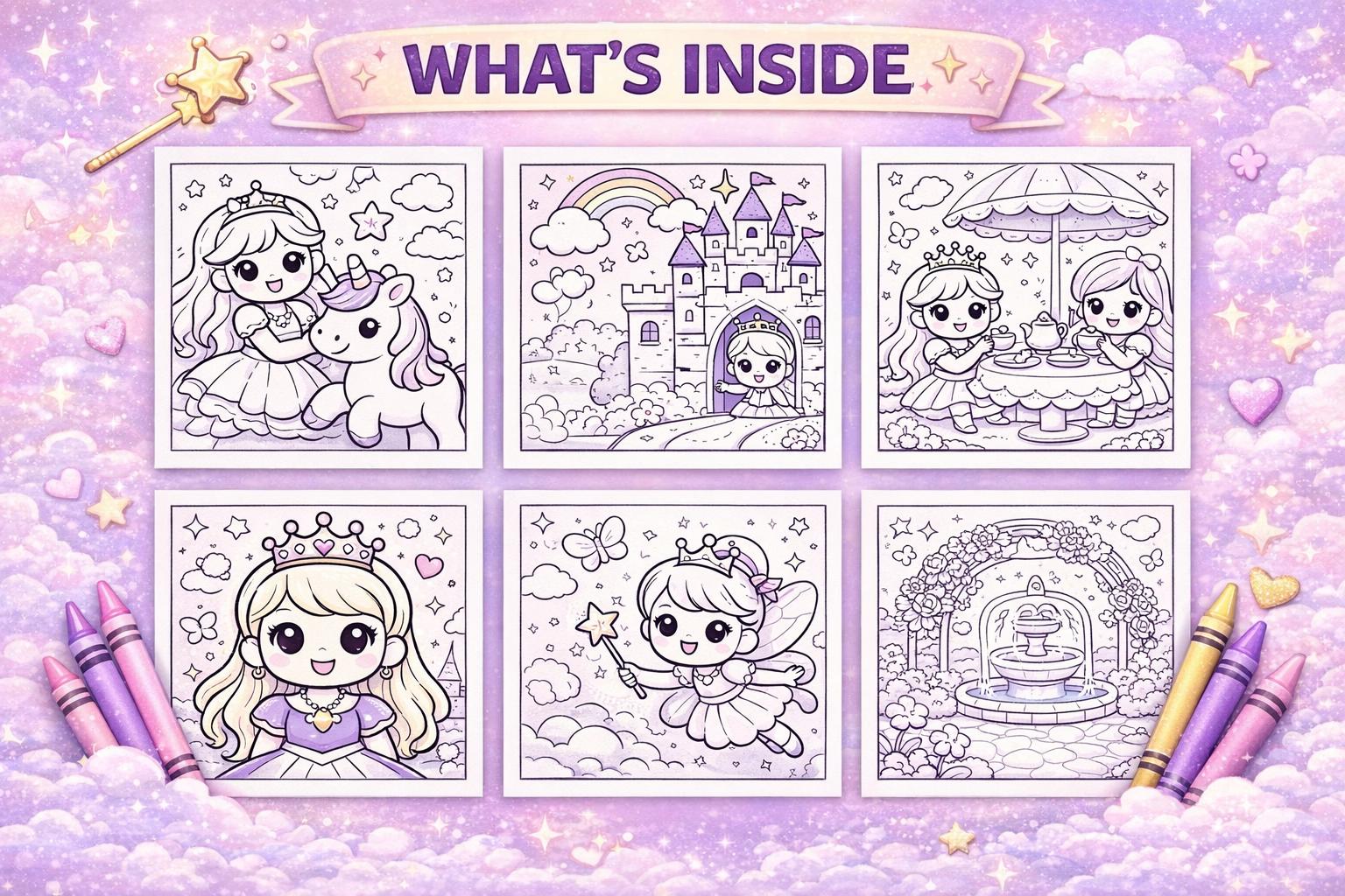 50+ Printable Princess Coloring Pages for Kids Ages 4-8 | Digital PDF ...