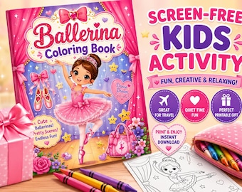 Ballerina Coloring Book Printable for Kids, Cute Ballet Coloring Pages, Preschool Dance Activity PDF, Ballet Girl Pages
