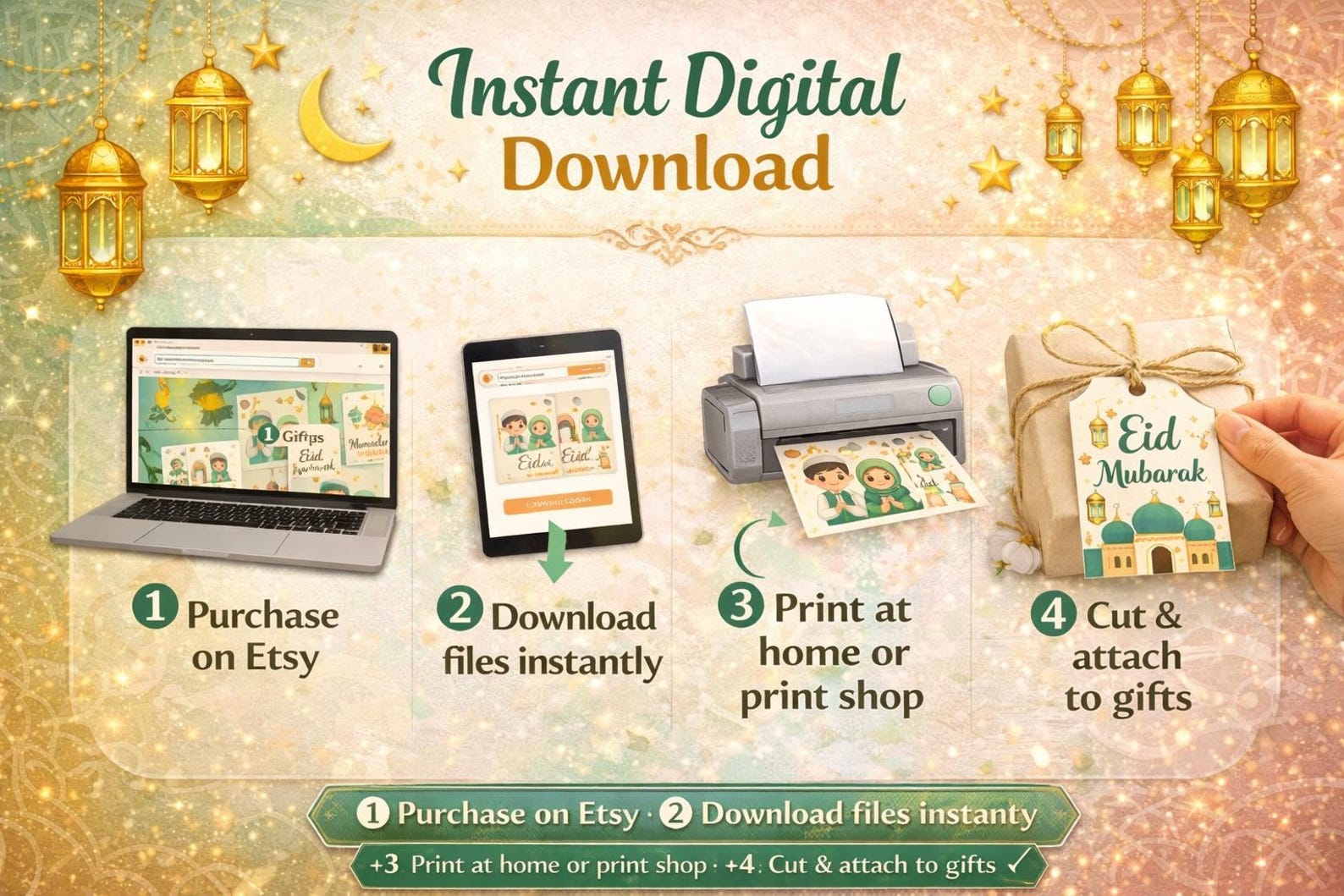 30+ Eid Mubarak Printable Gift Tags | Ramadan Mubarak Digital Download ...
