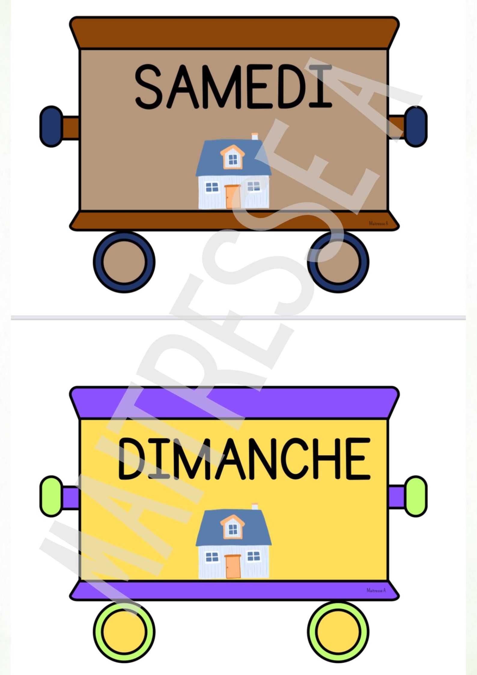 Train des jours de la semaine - petit loup - maternelle (sans filigrane ...