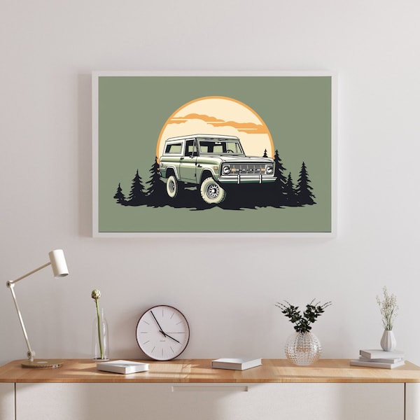 Vintage Green Bronco in the Outdoors for T-Shirt or Print - Digital Download art