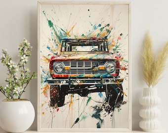 Vintage Bronco Art Print: Retro SUV Digital Download