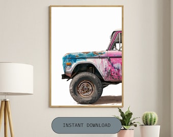 Vintage Bronco Art Print: Retro SUV Digital Download