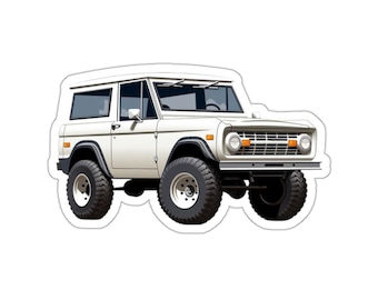 White Ford Bronco Sticker Retro Bronco SUV - Kiss-Cut Sticker Ford Bronco gift sticker