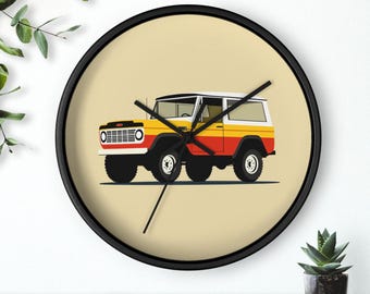 Vintage Ford Bronco Wall Clock, Retro Bronco Clock, Unique Home Decor, Office Accent, Airbnb Statement Piece, Bronco man cave gift