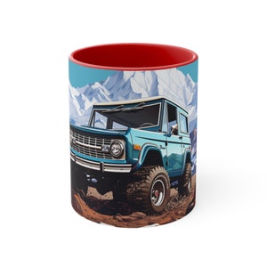 Retro Ford Bronco Coffee Mug: Mountain SUV Gift, 11oz