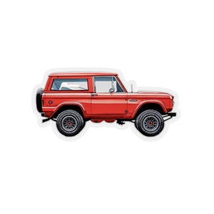 Vintage, Retro Red Bronco SUV - Kiss-Cut Sticker