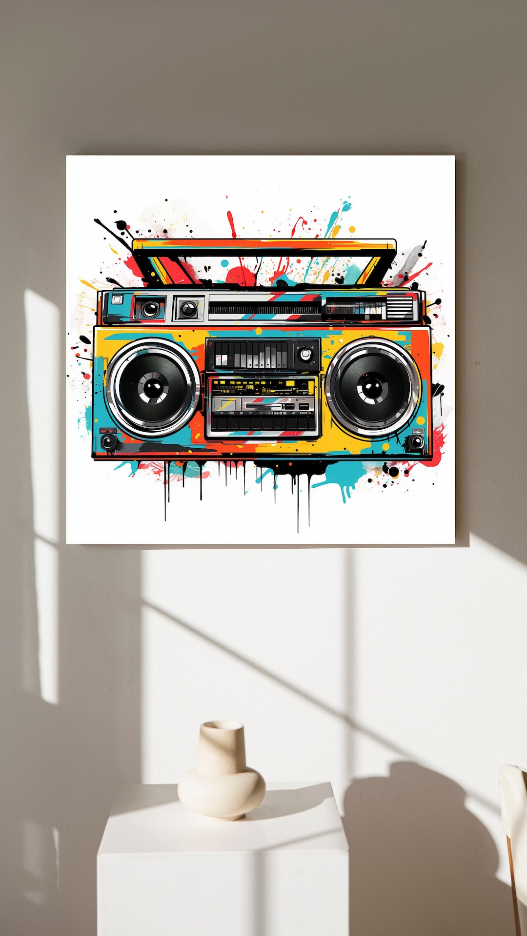 Colorful Painting Retro Boombox Pop Art Print Colorful Stereo Etsy
