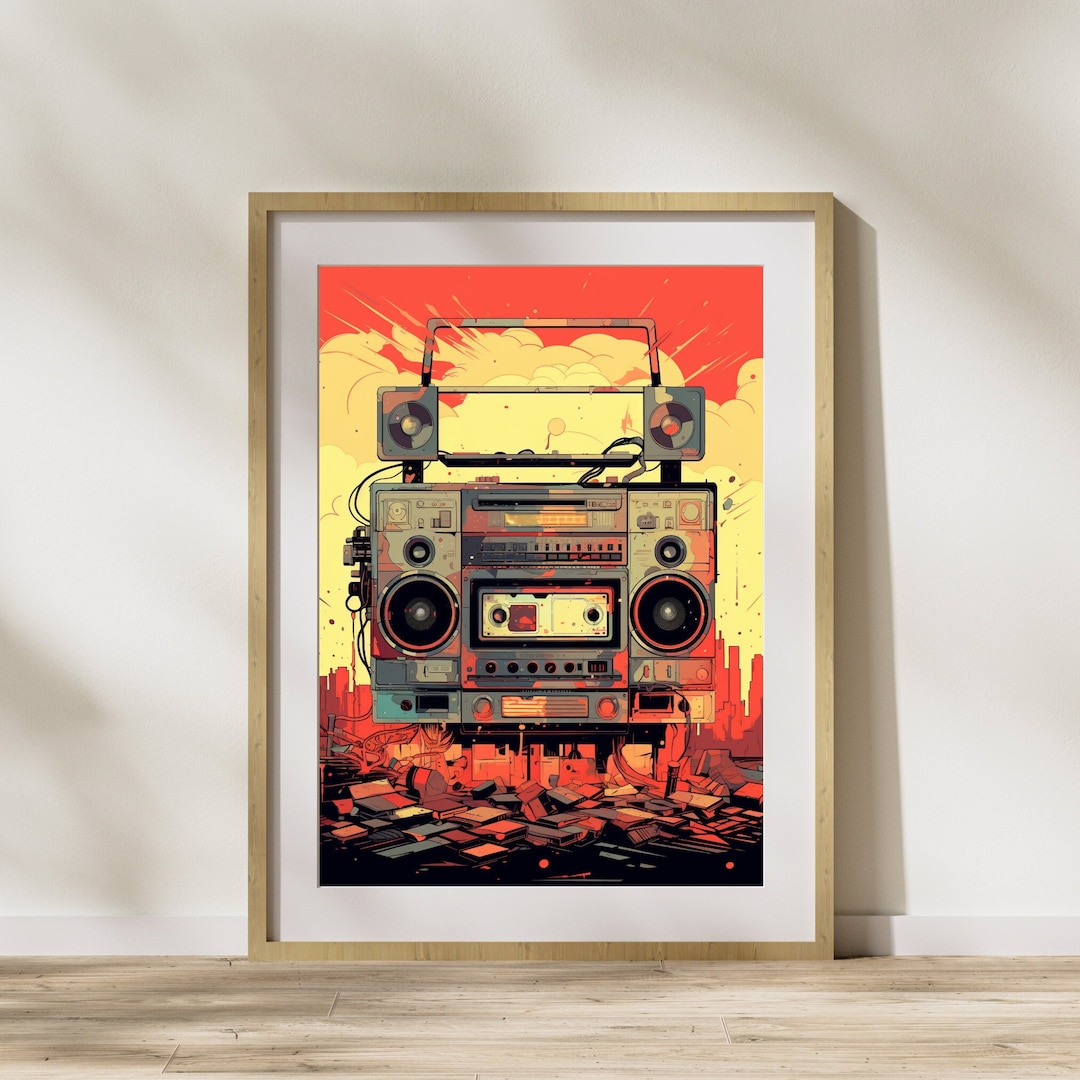 Retro Stereo Boombox Pop Art Bold Hip Hop Wall Art Instant Download Etsy