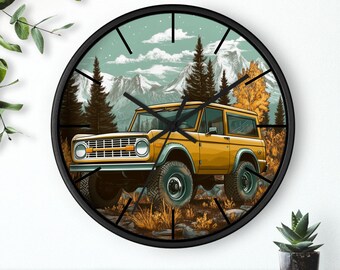 Retro Ford Bronco Wall Clock: Unique Man Cave Decor (10 inch)