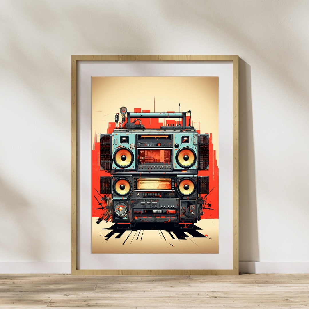Urban Boombox Pop Art Print Colorful Stereo Wall Art Instant Etsy