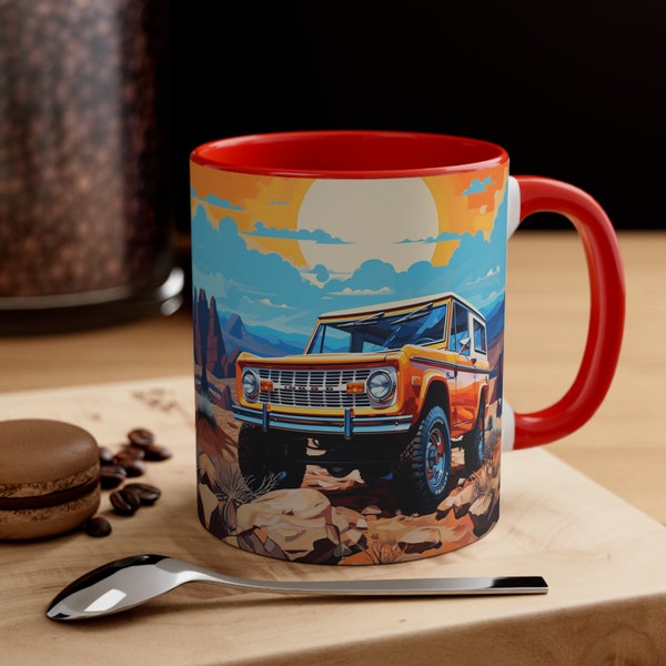 Vintage orange Ford Bronco Coffee Mug Outdoor SUV off road Bronco 11oz tea Mug