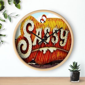 Sassy Vegas Sign Wall Clock: Retro Accent Decor