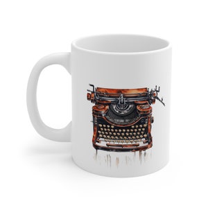 Schriftsteller Kaffeebecher Keramik Schreibmaschine Kunst Becher 11 Unzen Geschenk Becher für Kaffee Tee Kakao