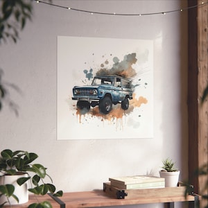 1970&#39;s Vintage Bronco Fine Art Poster print Bronco Square Print Retro Bronco Artwork Wall Decor