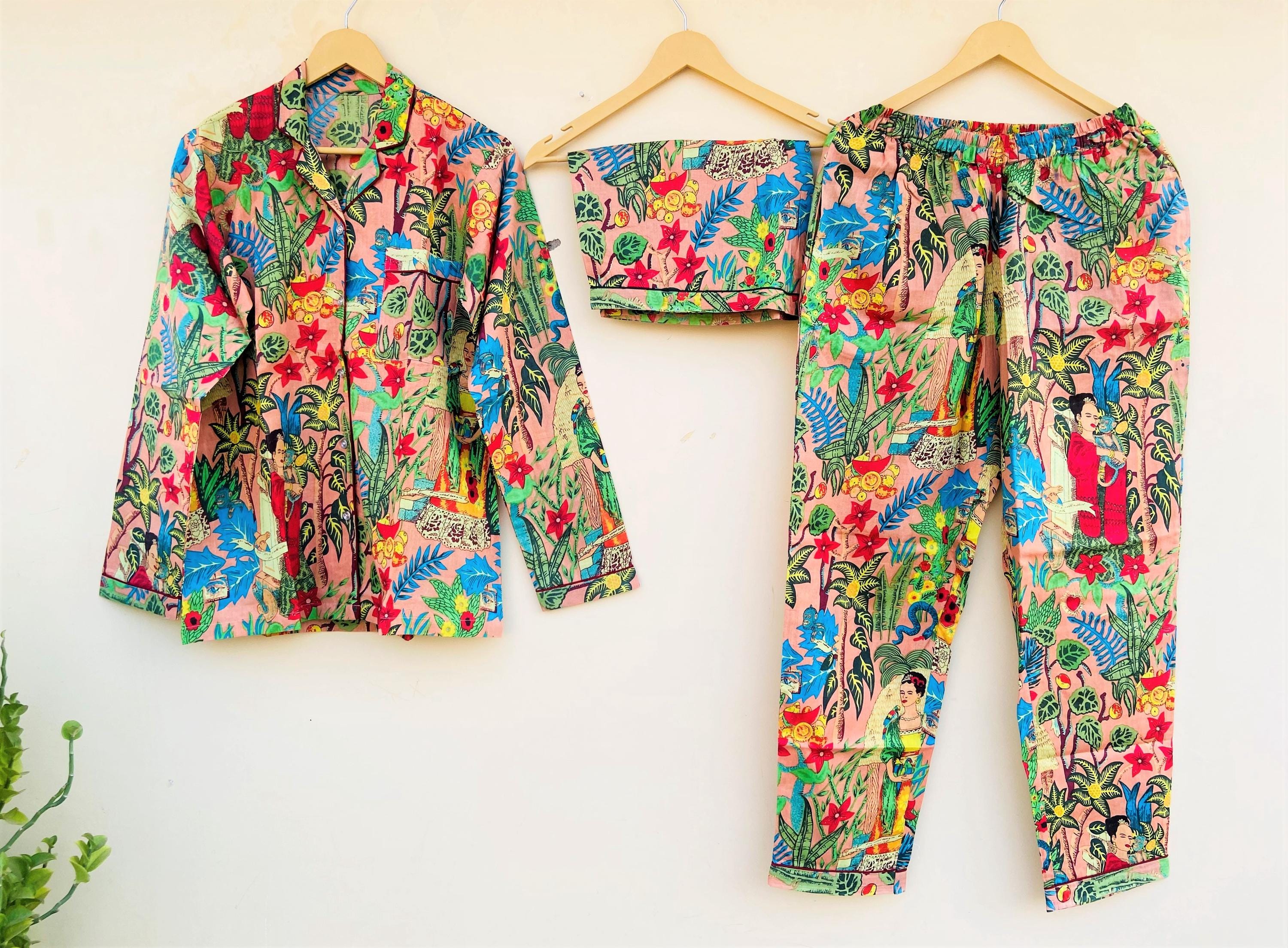 Handmade Cotton Pajama Set Indian Block Print Loungewear