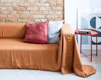 Jeté de canapé 100 % coton, Housse de canapé lavable, Protecteur sur mesure