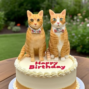 Personalized custom cat wedding cake topper,Pet CakeTopper,Pets Birthday,Cat caketopper,Anniversary pet,Cat Figurines ,Custom pet bobblehead
