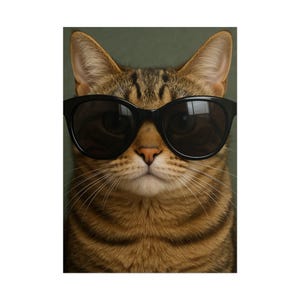 Cool Cat Poster, Cat Lover Art, Retro Home Decor, Gift for Cat Owners, Fun Animal Wall Art