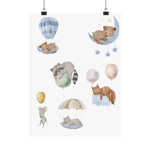 Whimsical Animal Posters, nursery decor, kids room art, baby shower gift, playful wall art, whimsical home decor, cute animal prints
