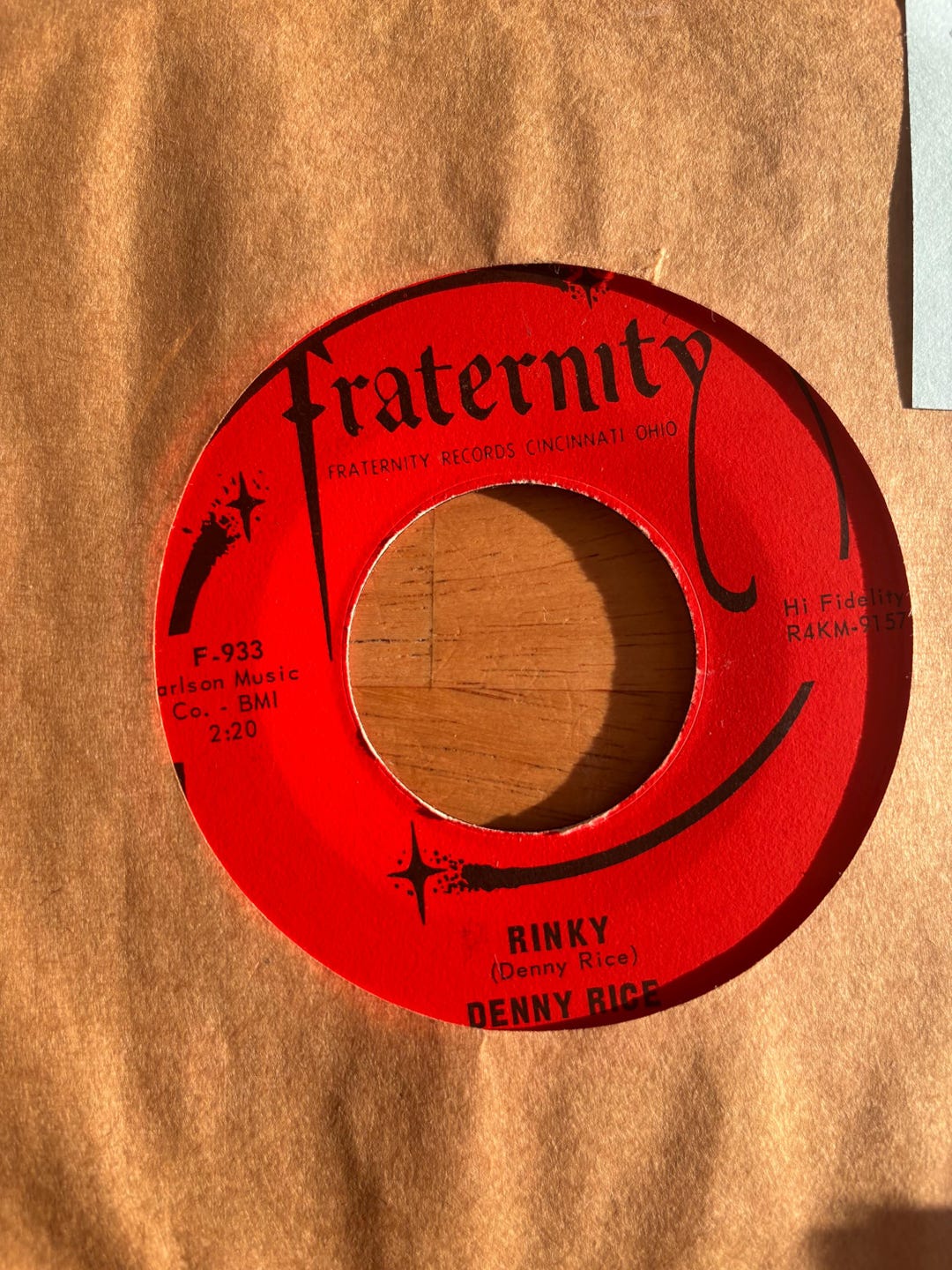 Denny Rice Denny Rice: Rinky/ Doggin’ 45 Fraternity F933 Vinyl NM - Etsy