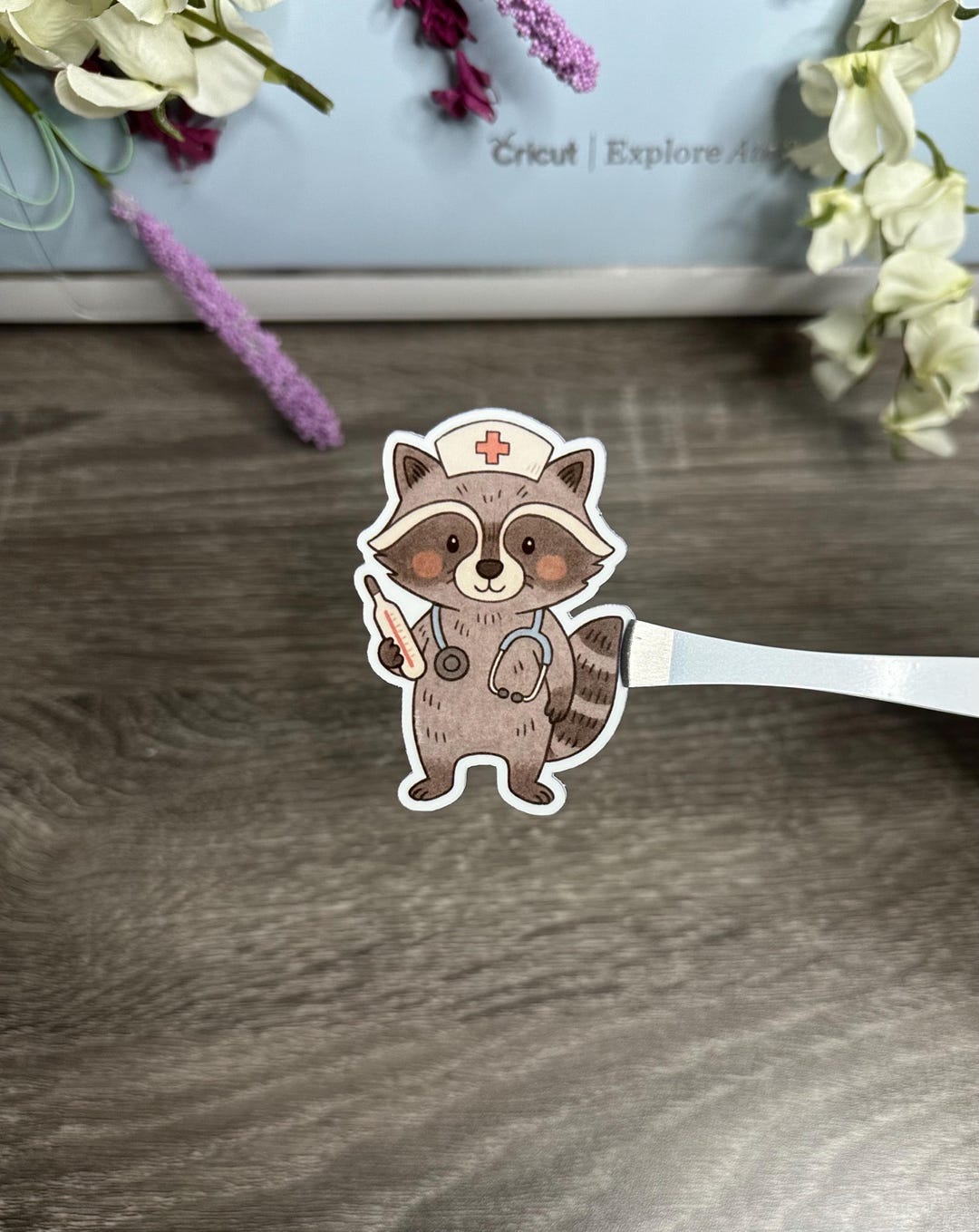 Cute Nurse Raccoon Sticker – Hand Drawn Animal Nurse Decal, Vinyl ...