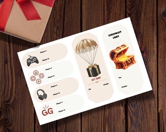 Legendary Loot, Gift Drop Gamer Gift Tag Stickers To/From (Player 1/Player 2) 2-Pack + BONUS Controller Guy Sheet (18 Total)