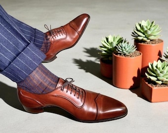 Handgefertigte Herren Zwei Ton Braun Shaded Leder Schnürschuh Formelle Dress Up Schuh.
