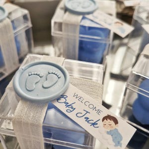 Blue Bubble Candle Baby Shower Favors – It&#39;s a Boy Gift Box, Scented Soy Wax Baby Boy Candles, Welcome Baby Jack, Custom Christening Gift